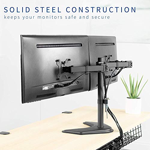 Image of Audiovan Gas Monitor Mounts - Articulating Arm, Adjustable VESA Mount Desk Stand with Clamp and Grommet Base. (Black, Z-022 Dual Flexi Monitor Arm)