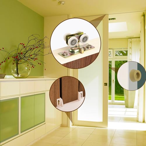 Image of 3 /4 inch RV Pocket Door Ball Bearing Hangers Fit Johnson Part #1025, #JR20565 & #H530, Works with 111 /118F Series Track, Upgraded Quad Rollers, 13 /16 inch C.T.C, Min. 1 inch Thick Doors, 2 Pack