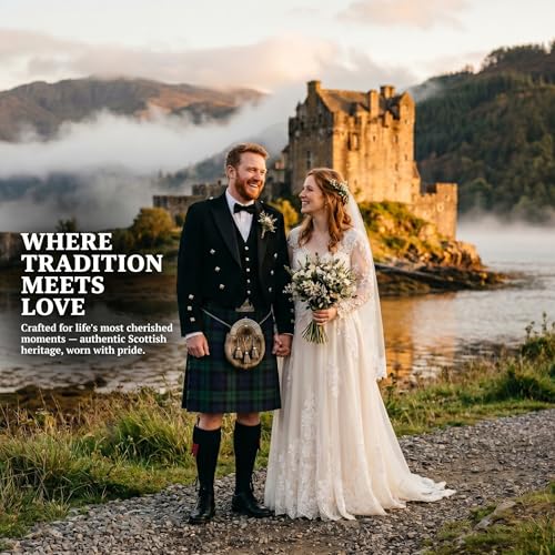 Image of 8 Yard Mens Kilt - Authentic Tartan Kilt for Men Highland Outfit for Weddings & Traditional Scottish Wear