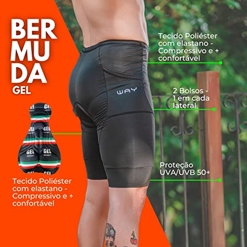 Conjunto de Ciclismo Masculino Camisa Manga Longa e Bermuda de Gel Vários Modelos (Camel, 4G)