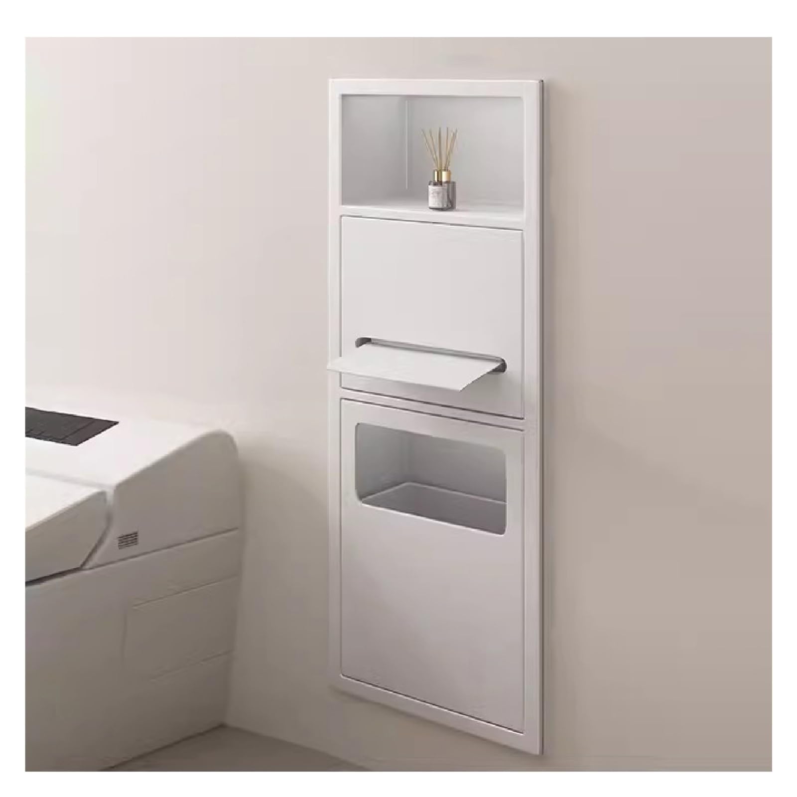 QUSYZD Stainless Steel Bathroom Niche, Recessed Shelf Organizer Shower Niche, Garbage Can Built-in Alcove for Kitchen Living Room Bedroom Storage Rack,Black-60x28,White-70x28x13.5cm