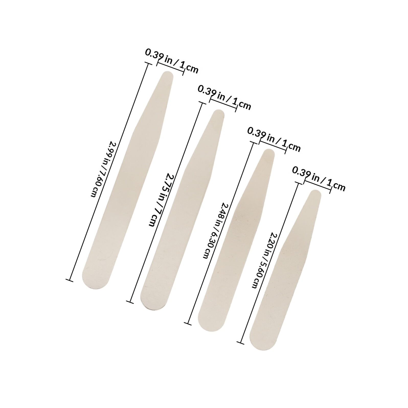 HOMSFOU Baleines de Col Légères et Résistantes en Acier Inoxydable 40 Pièces pour Maintien du Col de Chemise de Costume pour Chemises Habillées Hommes