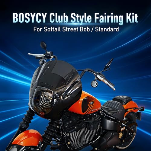 Image of Quarter Fairing Windshield Kit for Harley Softail Street Bob FXBB FXBBS Softail Standard FXST 2018-2024, Motorcycle Front Fairing Two-Tone Windscreen, Quick-Release 49mm Fork Clamps