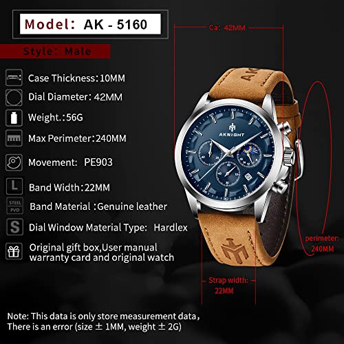 Image of BENYAR Men's Watch Quartz Movement Watches for Men 3ATM Waterproof Men's wristwatches Multifunctional Chronograph with dial Date Display Business Casual