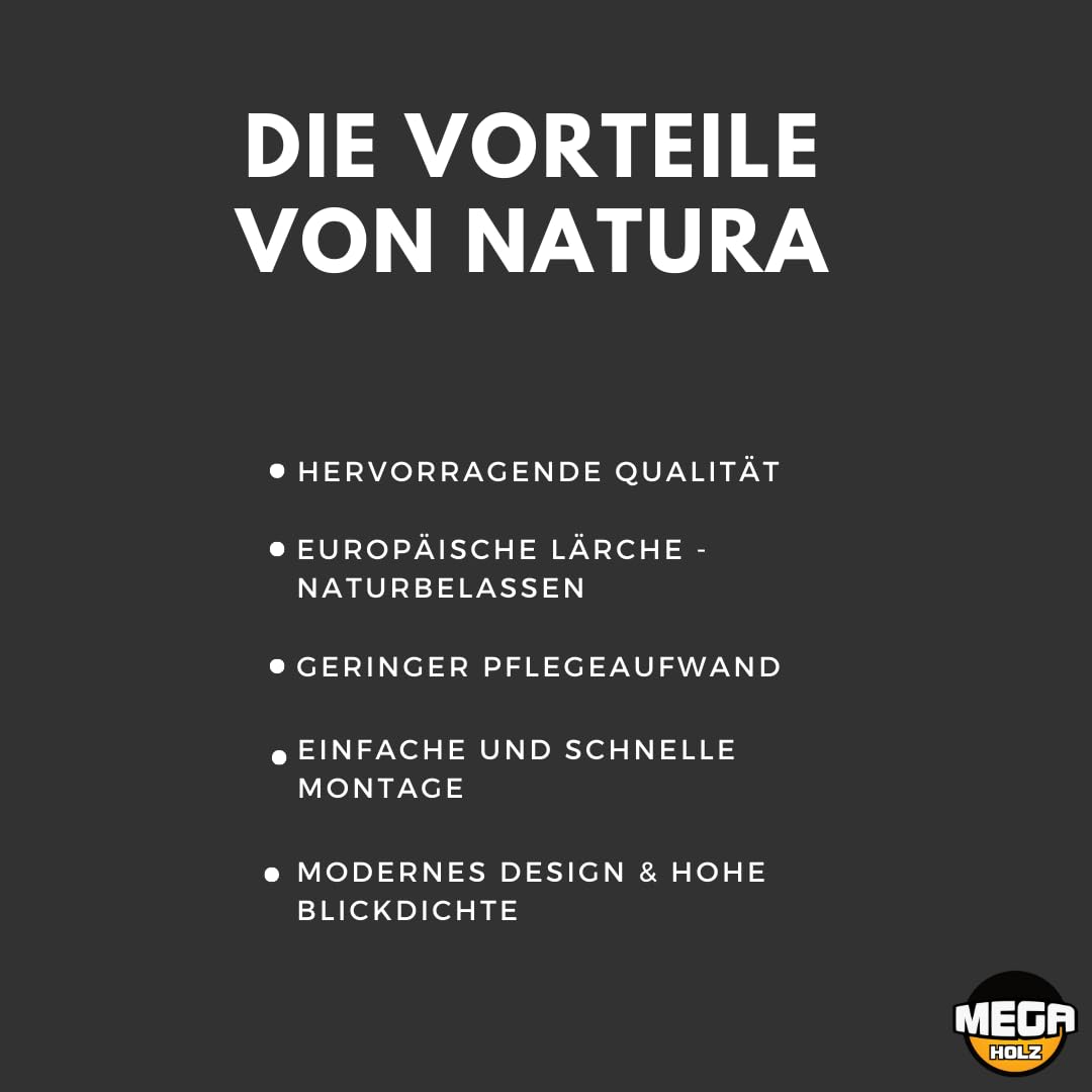 Sichtschutzzaun Set Natura Lärche 4 Zaunfelder inkl. Pfosten und Montagematerial, Garten Holzzaun