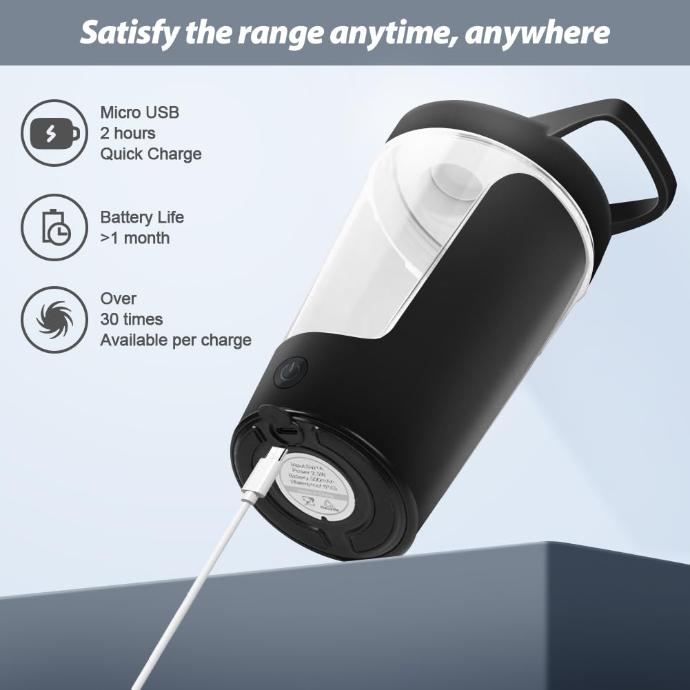 AOOWU Elektryczny shaker do białek, shaker do białek, ładowany przez USB, shaker proteinowy Vortex - 60+ shakes na jedno ładowanie, ze skalą pomiarową, nie zawiera BPA, 24 oz