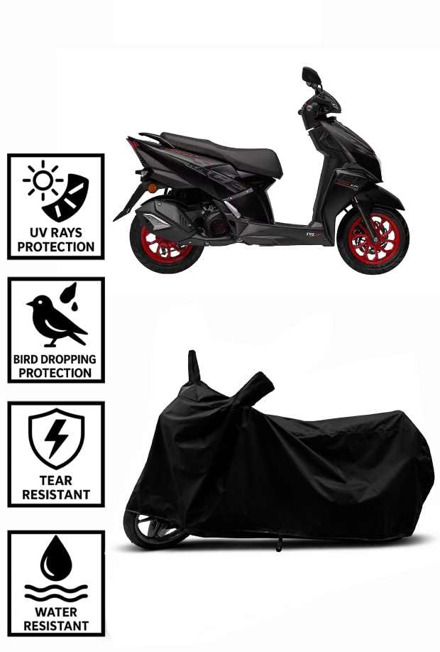 Image of Heavy Duty Waterproof Scooty & Bike Cover for Tvs Ntorq 125 - UV Resistant, Dustproof & Rain Protection, All-Weather Outdoor Cover for Bikes & Scooty with Buckle Straps