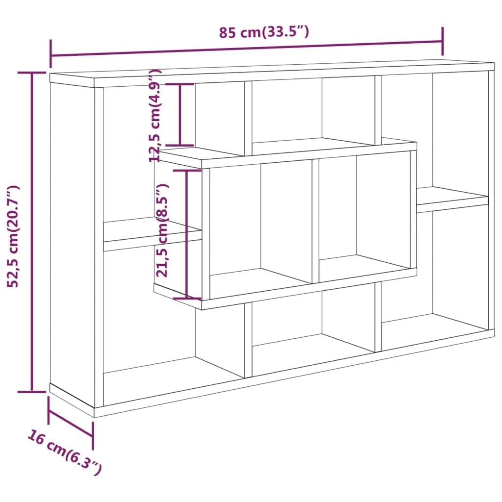 vidaXL Wandregal 85x16x52,5 cm, Weiß, Holzwerkstoff, Hängeregal, CD- & Bücheraufbewahrung, Bilderleiste, Wohnzimmermöbel, Home Organizer
