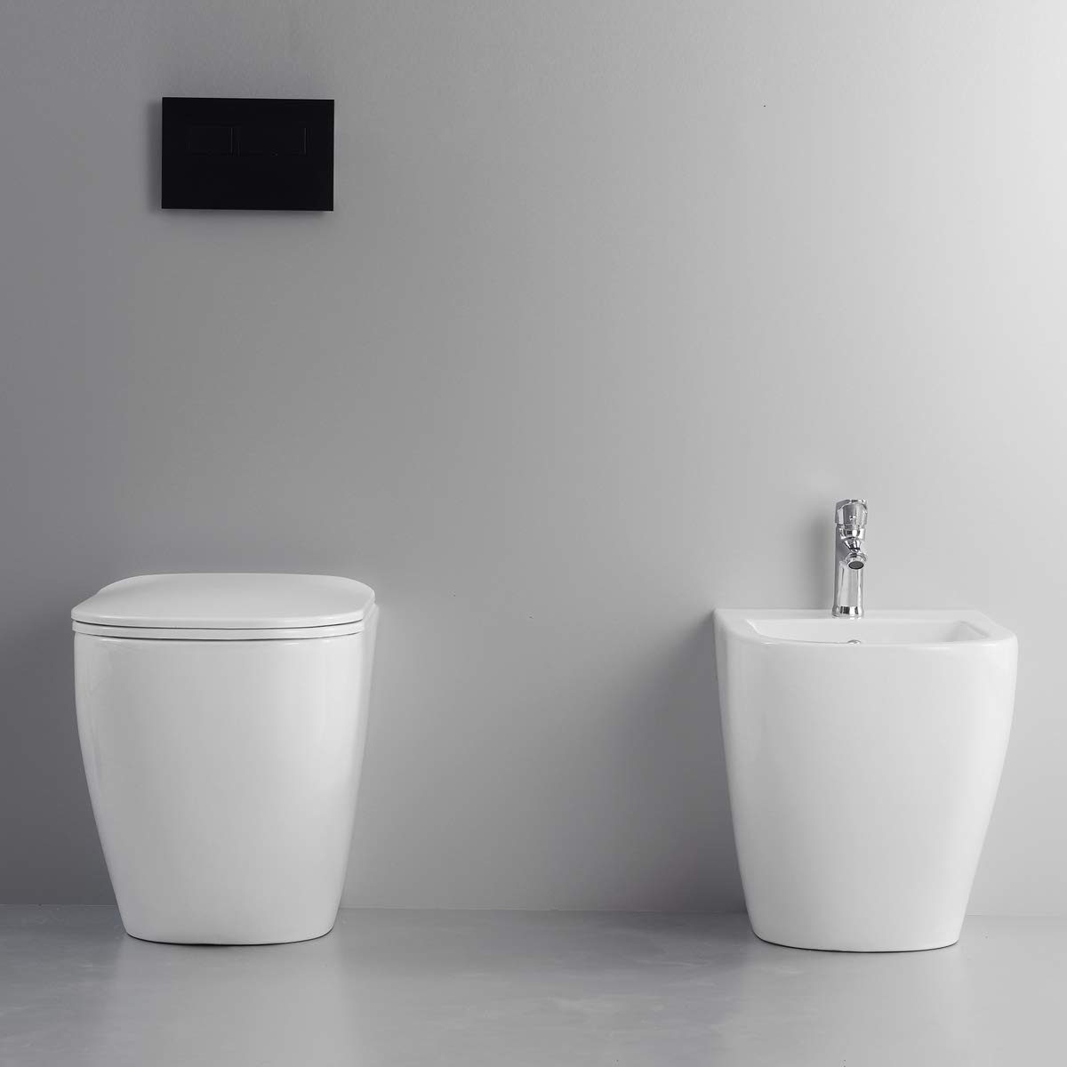 Sanitari bagno a terra filo muro Wc rimless copriwc soft close bidet mod. Nook