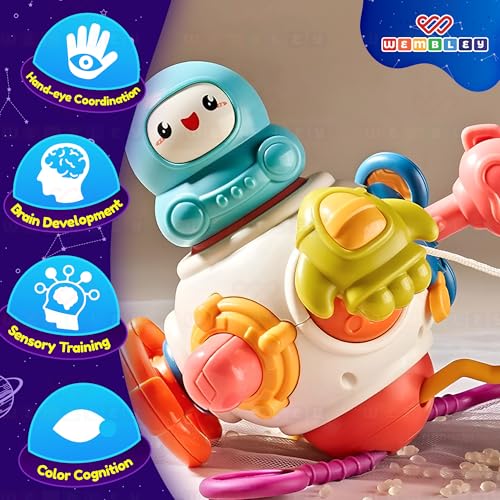 Image of Wembley Toys for 1+ Year Old | Montessori Sensory Activity Toy for Toddlers 1-3 Years | Space-Themed Learning Toy with Spinning, Sliding & Fine Motor Skill Activities | Birthday Gift for Boys & Girls