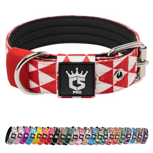 TSPRO Collare per Cani, Collare Tattico Regolabile con Fibbia in Metallo Robusto, Larga 3,3 cm, Resistente e Spesso per i Cani Piccoli (Geometrico S)