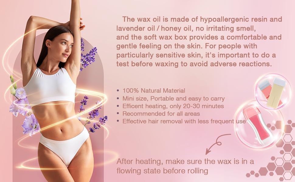 Image of Hair Removal Wax Kit Wax Heater Machine Roll on Hair Removal Wax Kit Wax Heater machine,Refill Cartridge Strips With Wipes Waxing kit for Women Waxkit (wax Roller Heater Machine Combo) (3)