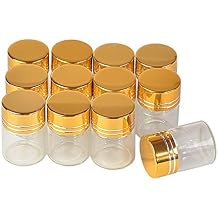 24units 5ml Glass Bottles Aluminium Cap Golden lid Empty Transparent Clear Liquid Container Wishing Bottles Jars 24, 5ML