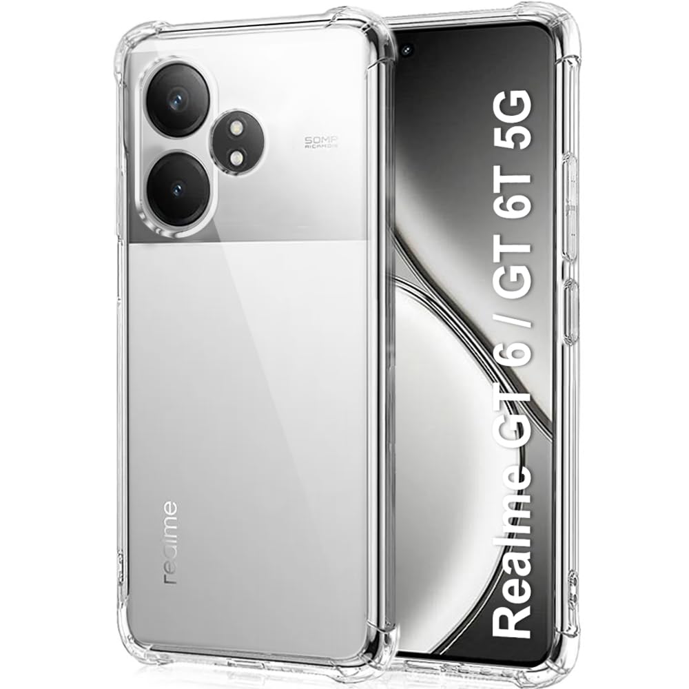 TheGiftKart Transparent Crystal Clear Back Cover Case for Realme GT 6 / GT 6T 5G | Shockproof Soft TPU Case | Cushioned Edges for Ultimate Protection Back Cover for Realme GT 6T 5G (TPU, Transparent) (B0D4Z8Y5RB) Amazon Price History, Amazon Price Tracker