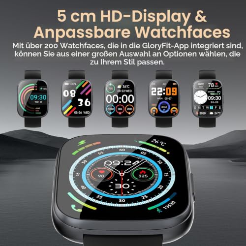 Smartwatch Herren Damen, 1,95' HD Fitnessuhr Damen mit Telefonfunktion, Smart Watch 112+ Sportmodi...
