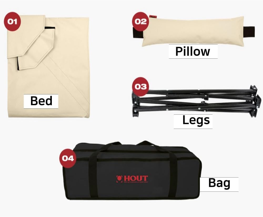 Two Height Foldable Dog Cot, Elevated Camping Bed for Medium Large Dogs (Beige, Medium)