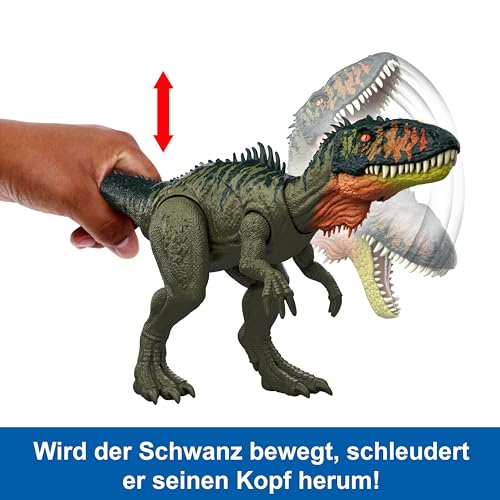 Mattel Jurassic World: Die Wiedergeburt Gigantic Thrashers Tyrannotitian Dinosaurier-Spielzeugfigur, mit zwei aktivierbaren Wutanfällen… – Ansicht 4