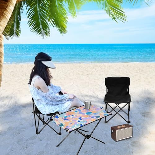 Mesa Plegable para Camping con Estampado de Leopardo Colorido, Portátil y Fácil de Transportar para Camping, Playa y Picnic con Bolsa Duradera para BBQ y Uso en Campamento miniatura 6