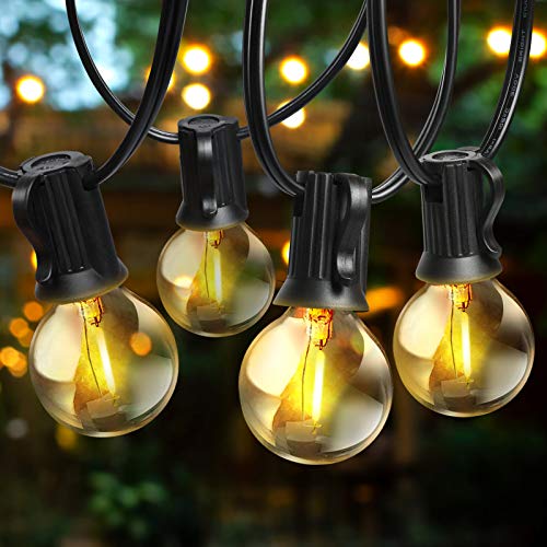 Outdoor String Lights - 27ft LED Globe Patio Lights with 20 G40 LED Bulbs,UL FCC Listed Hanging Lights String for Outside Backyard Balcony Porch Bistro Party Decor