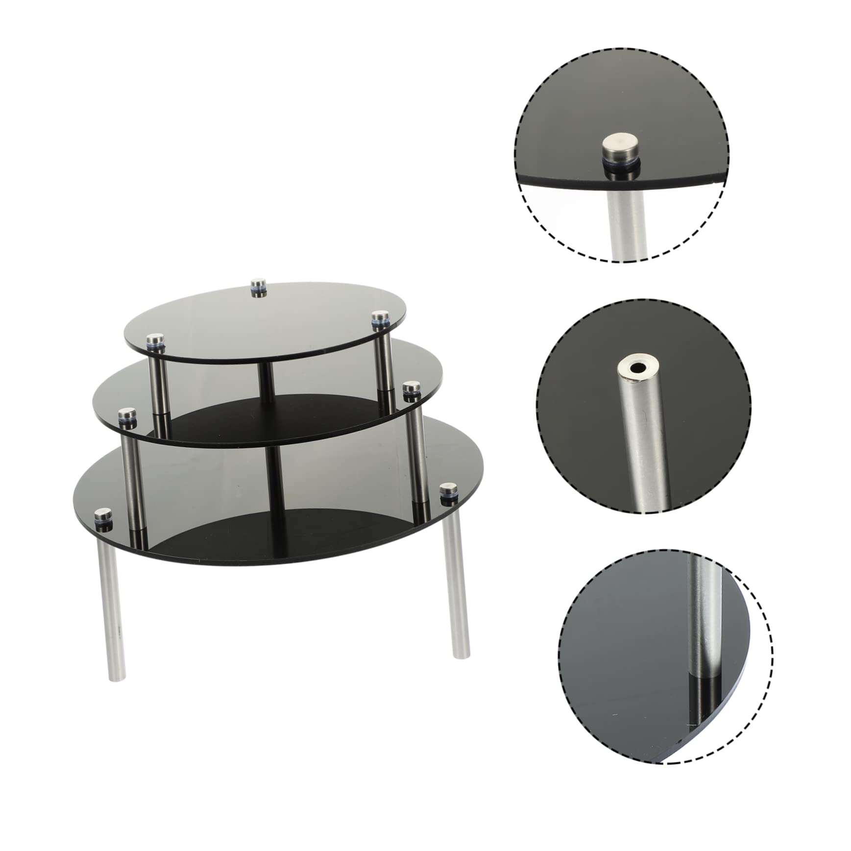 Yardwe Soporte Acrílico para Tartas de Tres Capas para Cupcakes | Negro, para Fruta y Eventos, Estilo Romántico, Presentación en Cumpleaños y Celebraciones