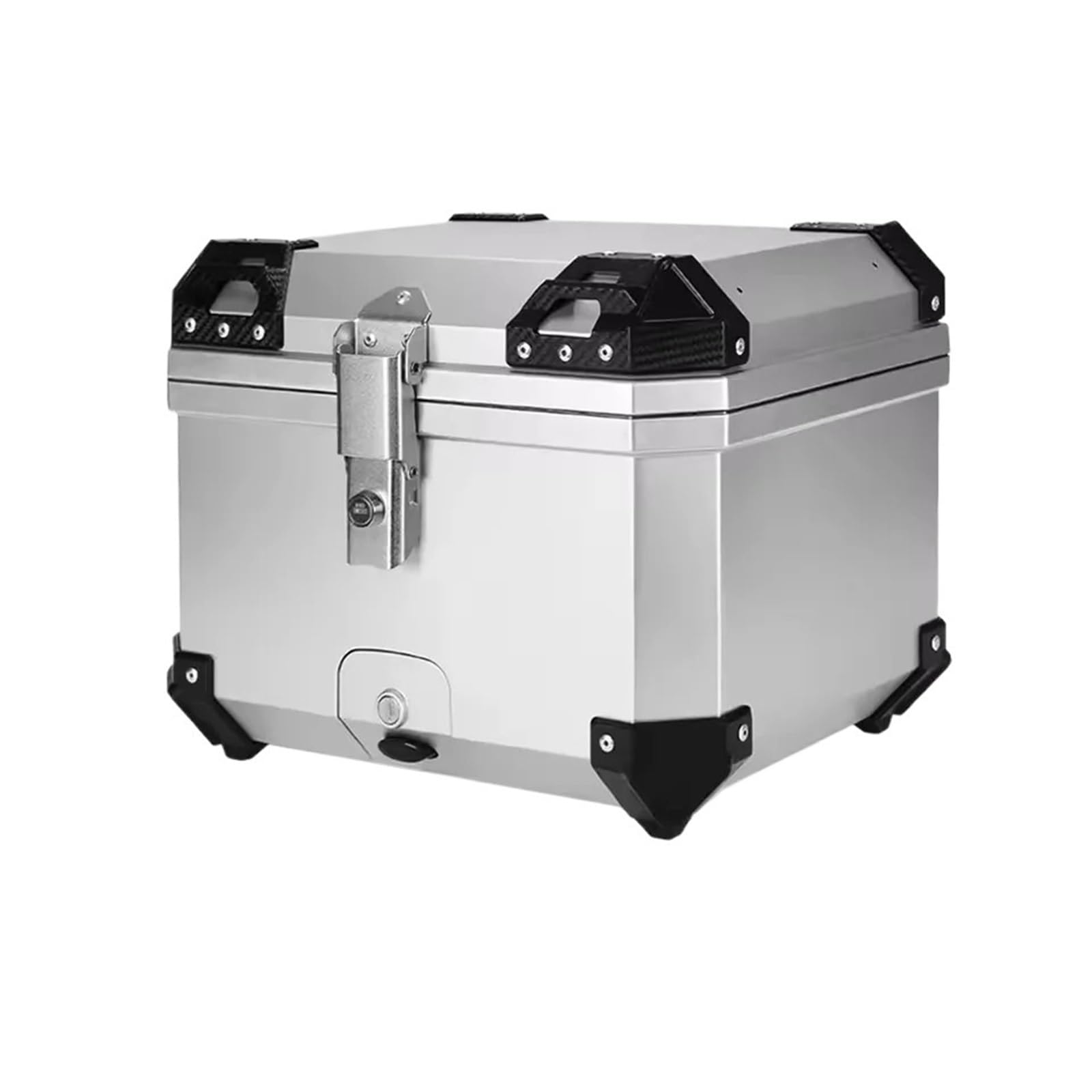 Motocicleta Top Case Caja Universal de plástico para Casco de Motocicleta de 45 l, Resistente al Agua y con absorción de Impactos, con 2 Llaves. Caja de Cola Motocicleta(45L Silver Box)