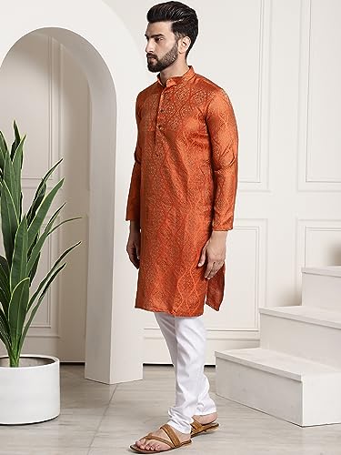 Image of SOJANYA (Since 1958 Men's Silk Blend self Design Kurta and Churidar Pyjama Set