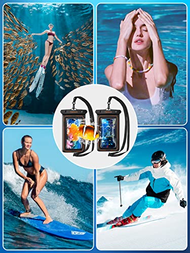 Caewous [2 Pcs] Waterproof Phone Pouch Floating [20X Super Buoyancy] Ip68 Waterproof Phone Case For Iphone, Samsung, Google Up To 7”, Waterproof Dry Bag With Lanyard For Vacation Travel, Black Orange #TOP6