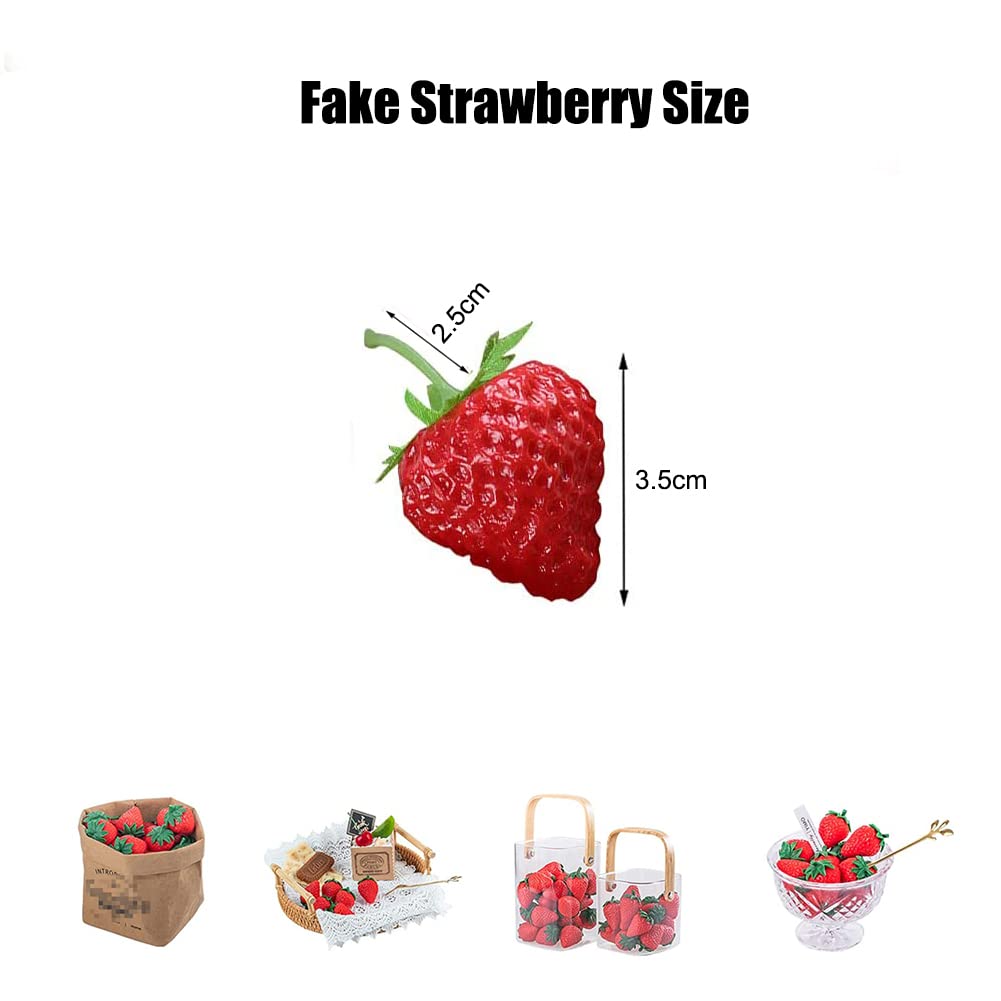 10Pcs Fake Plastic Strawberries – Lifelike Artificial Fruit Decor, 3.5cm/1.38", For Christmas, Wedding & Home Decor - View #9