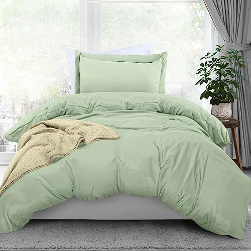 Utopia Bedding Duvet Cover Twin Size - 2 Piece with Zipper Closure - 1 Comforter Cover 68X90 Inches & 1 Pillow Sham 20X26 Inches (Sage) Comforter Not Included