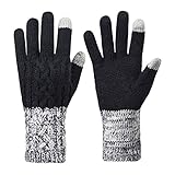 Winter Warm Knit Gloves for Women, Wool Touchscreen Texting Thick Gloves for Beanies Matching by REDESS