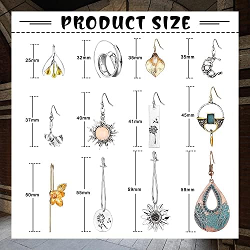 Adramata 12 Pairs Drop Dangle Earrings for Women Girls Fashion Bohemian Pendant Earrings Vintage Bronze Drop Earrings Flower Turquoise Earrings Teardrop Dangly Earrings Boho Dangle Earrings Set