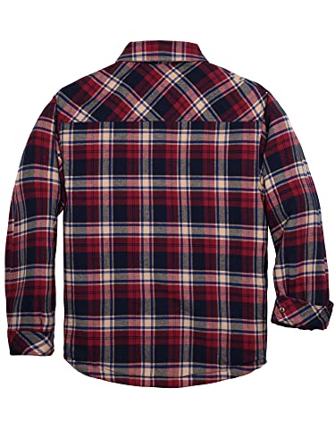 Image of COEVALS CLUB Men's Flannel Shacket Casual Button Snap Sherpa Quilted Lined Premium Jacket Shirts