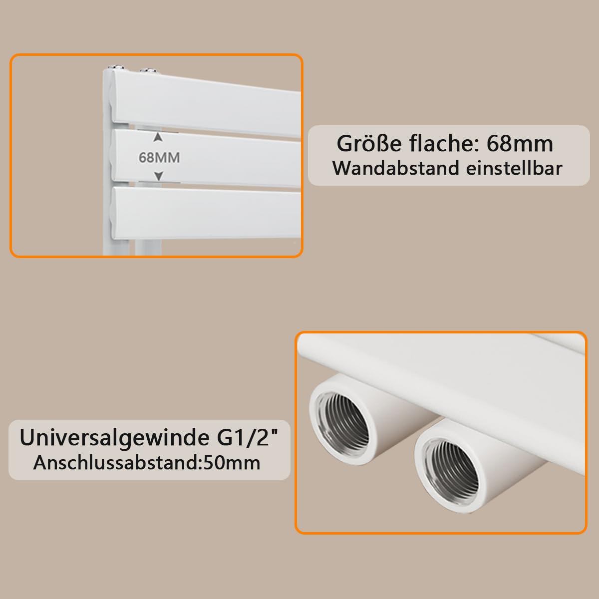 Badheizkörper Elektrisch mit Thermostat 1800x600mm, Weiß Handtuchheizkörper Elektrisch Flach Design Handtuchtrockner Seitenanschluss mit Heizstab Timer Handtuchwärmer 1200W
