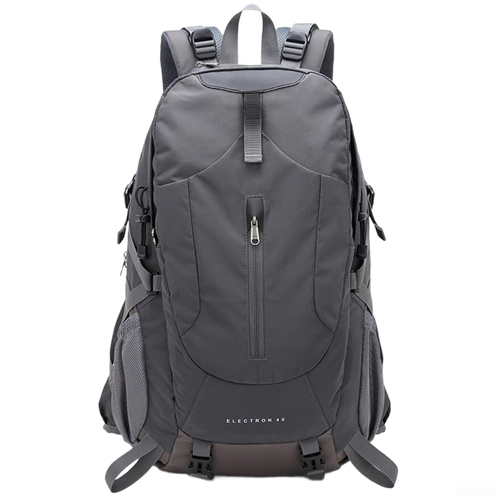 Zaino da trekking di grande capacità, 36-55 l, impermeabile, da viaggio, con copertura antipioggia, per campeggio, trekking, uomo e donna (grigio scuro)