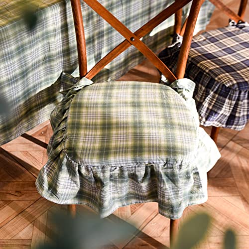 1枚/2枚セット 椅子用 座布団 クッション ひも付き フリル付き 低反発 椅子用 滑り止め付き 椅子 床 畳 ダイニングチェア テーブルシートクッション 食卓椅子の座布団 ホワイト 事務椅子クッション チェアパッド 四季通用 洗える (43*45cm*1