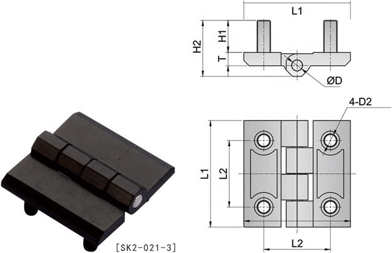 SK2-021-2 50mm/60mm Zinc Alloy Black Painted Cabinet Door Hinge SK2-021-2 1Pcs
