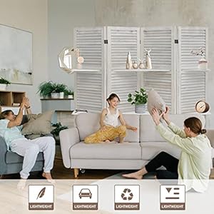 Ecomex4panelsroomdividers55ftprivacyscreenwoodroomdividerswithshelvesandfoldingprivacyscreenswalldividerforroomseparationforroomsbedroomofficeoutdoorwhite4panel  Urban Country Home Decor Ecomex 4 panels room dividers 55ft privacy screen wood room dividers with shelves and folding privacy screenswall divider for room separation for roomsbedroom officeoutdoor white4 panel  urban country home decor