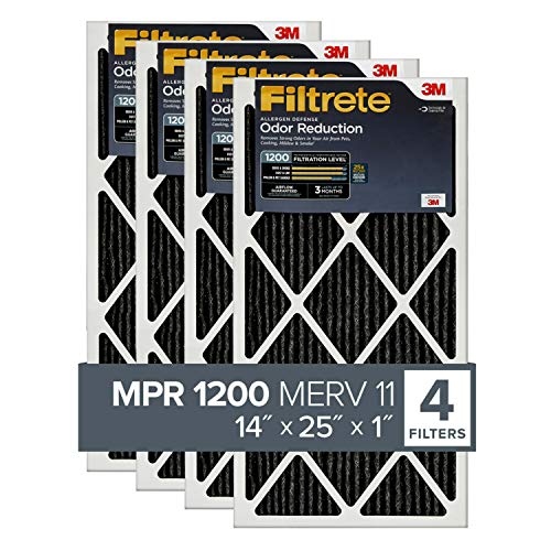 Filtrete 14x25x1, AC Furnace Air Filter, MPR 1200, Allergen Defense Odor Reduction, 6-Pack (exact dimensions 13.81 x 24.81 x 0.81) Filtrete 14x25x1, AC Furnace Air Filter, MPR 1200, Allergen Defense Odor Reduction, 6-Pack (exact dimensions 13.81 x 24.81 x 0.81)