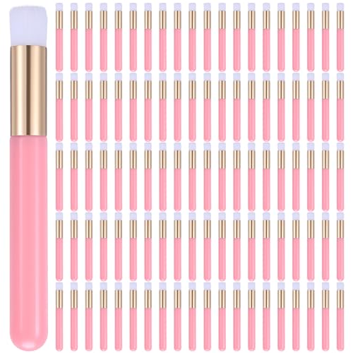 100 Pieces Lash Brushes for Cleaning, Lash Shampoo Brushes Eyelash Extension Cleansing Blackhead Removing Brush Nose Pore Deep Cleaning Facial Cleansing Brush (Pink, 3.8Inch)