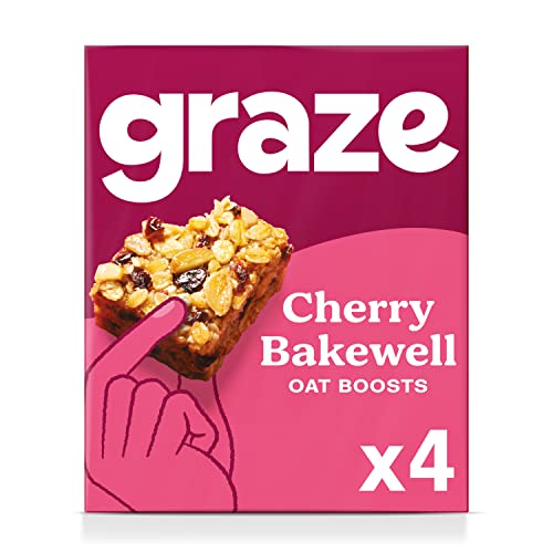 Graze Healthy Snacks - Cherry Bakewell Oat Snack Bars, Vegan Friendly 4x30g