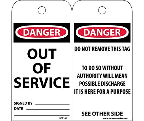 NMC National Marker Corp. RPT146ST Danger Out of Service Tag
