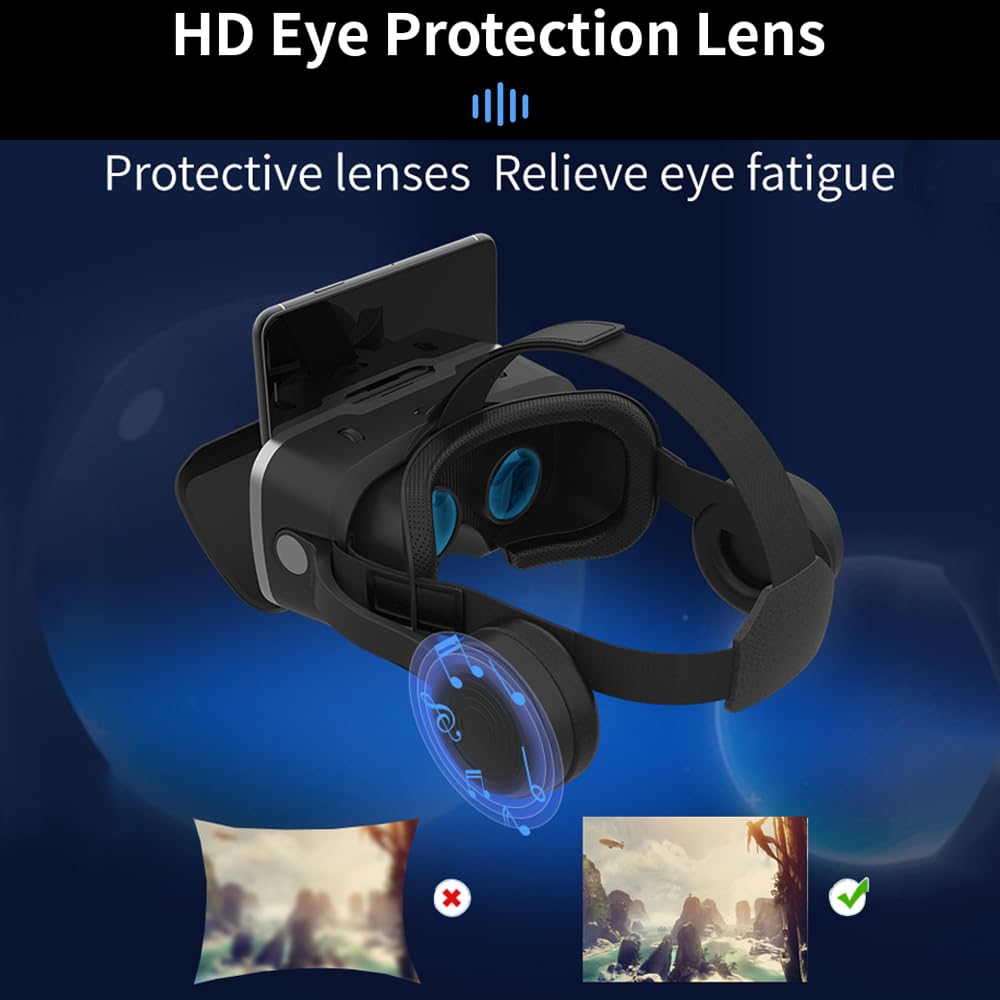 Virtual Reality Headset for iPhone & Android Phones, VR Headset with Remote Controller, HD 3D VR Glasses for TV, Movies & Video Games, VR Headset for Kids, Adults, Compatible 4.7-7 inch