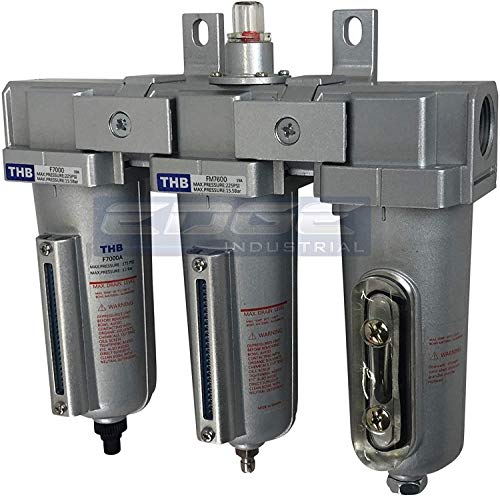3 STAGE, INDUSTRIAL GRADE IN-LINE COALESCING FILTER & DESICCANT AIR DRYER COMBINATION WITH METAL BOWLS FOR SPRAY GUN EQUIPMENT PAINT BOOTH COMPRESSOR, PLASMA CUTTER (3/4" AUTO DRAIN)