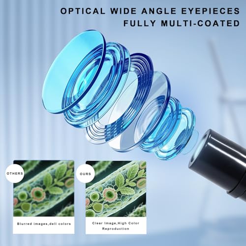 Image of M2 Dual Power Supply Compound Monocular Microscope 40X-2000X for Adults & Students All-Metal STEM Lab Kit with Glass Optics, Dual LED, Slides & Carry Case