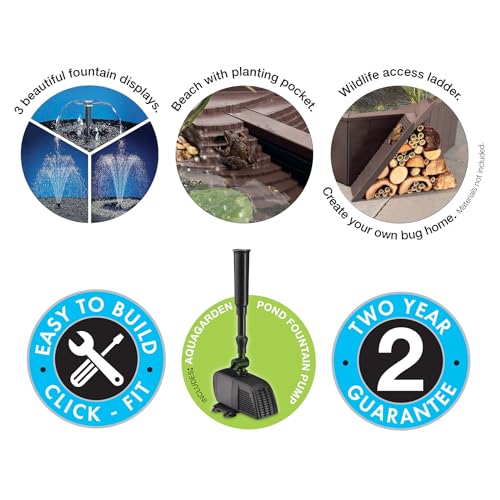 Aquagarden 8857 No Dig Nature Pool, Complete Water Feature Kit, Attract Birds And Wildlife To Your Yard, Includes Pond Structure, Liner, Fountain Pump thumb #3