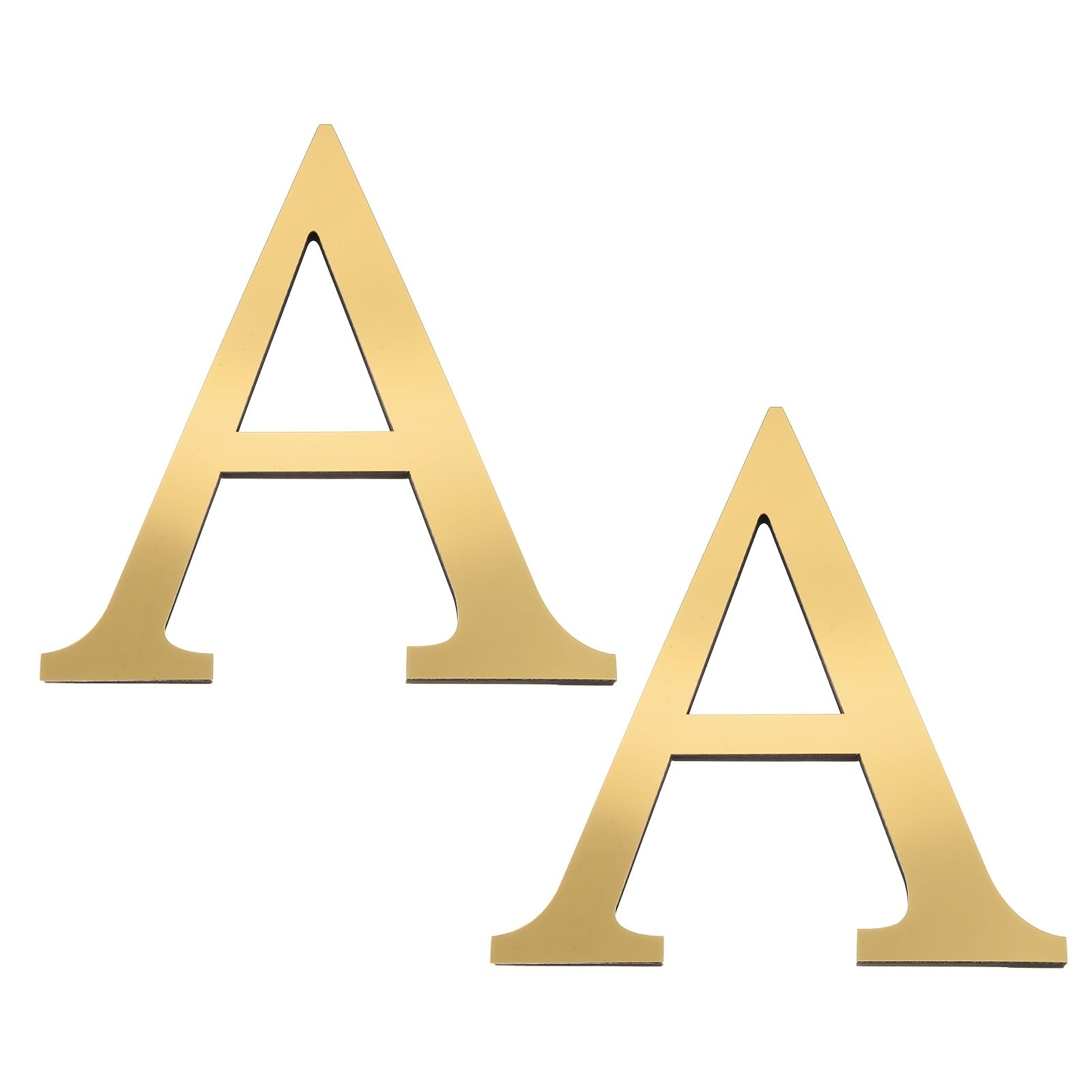 PATIKIL 2 Pcs 8 Inch 3D Acrylic Alphabet Mirror Wall Stickers Letter A Self-Adhesive Home Decor Letter Sign Art Sticker Decal for DIY Home Decoration Light Gold