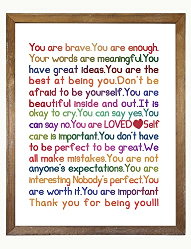 Amazon Com You Are Enough Loved Important Positive Inspirational Quotes Wall Decor Rainbow Cute Motivational Wall Art For Teens Girls Kids Boys Son Daughter Encouragement Gifts For Best Friend Bedroom