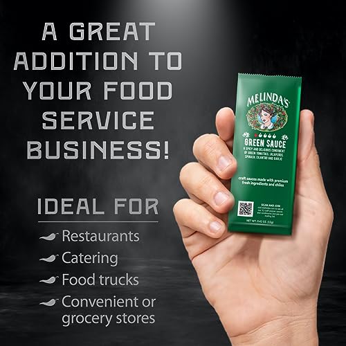 Image of Melinda's Green Sauce Packets - 200 Count (.42 Oz Each) - Hot Sauce Packets Single Serve for Travel, Party, Business - Convenient Individual Condiment Packets in 8 Flavors
