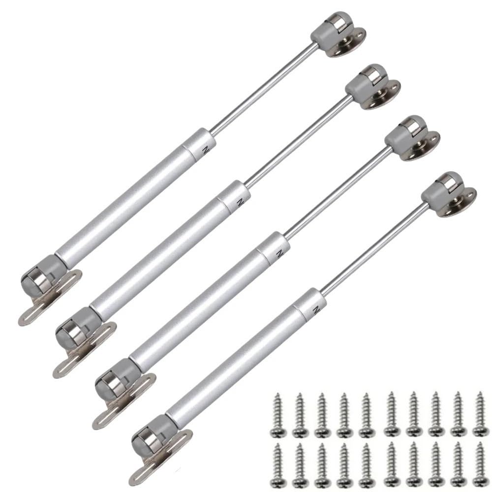 4pcs Cabinet Door Gas Spring Hinges 10-20KG Kitchen Cupboard Hydraulic Hinge Strut Lid Support Box Furniture Hardware for Furniture(Silver,10KG 100N)