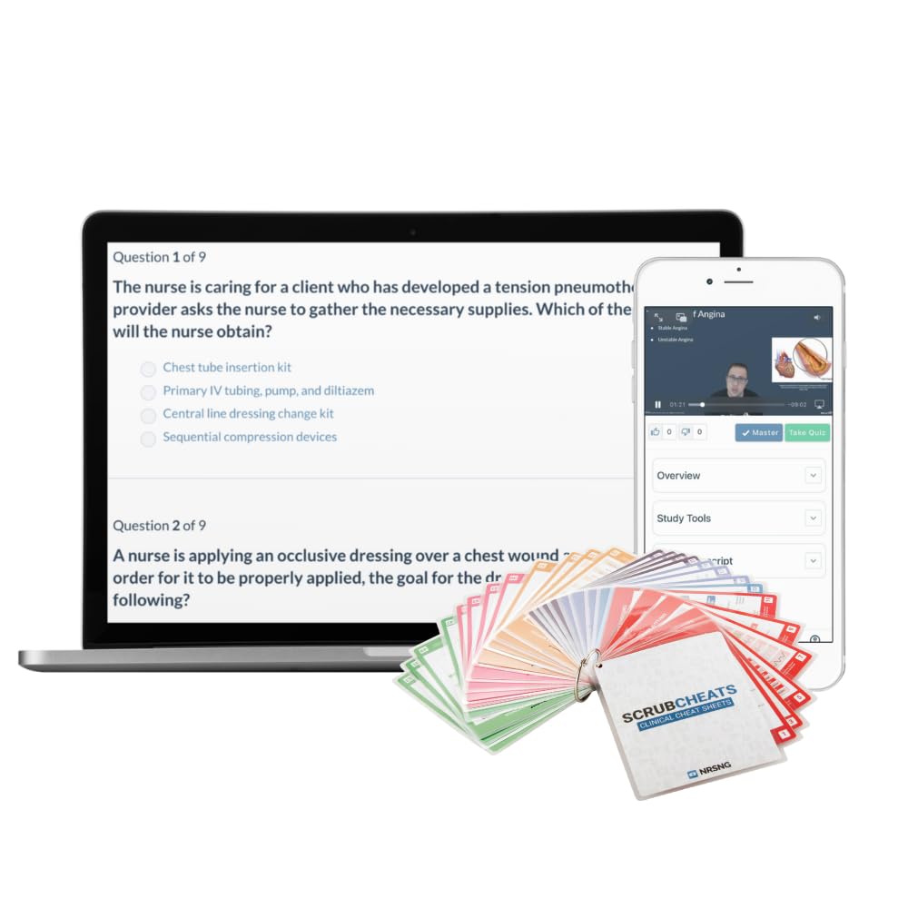 Lifetime Membership to Nursing.com with ScrubCheats: 6500+ Resource Library, 2000+ Video Lessons, NCLEX Style and NGN Practice Questions, 5 SIMCLEXs (Computer Adaptive NCLEX Simulator) + Free App